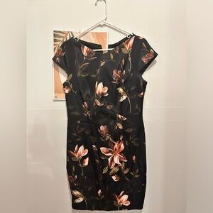 Black stain dress with floral pattern